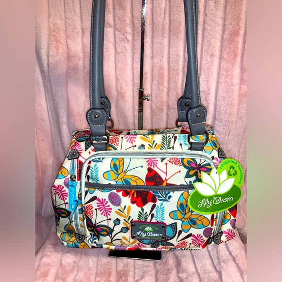 Lily Bloom Colorful Floral butterfly Shoulder Bag. Great bag tons of room. - Picture 1 of 8